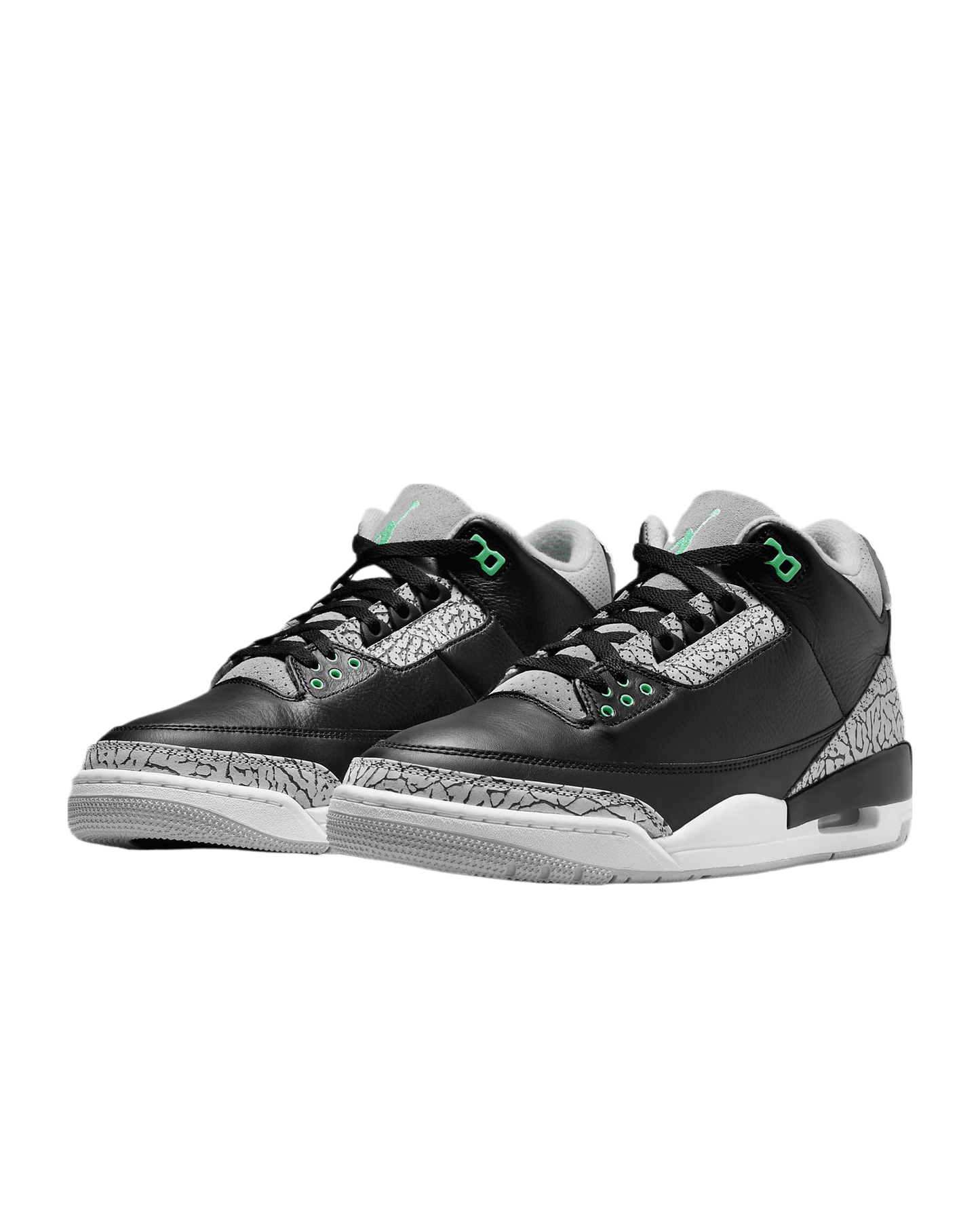 Men'S  3 Retro Black / Green Glow-Wolf Grey CT8532-031, Size 11-US